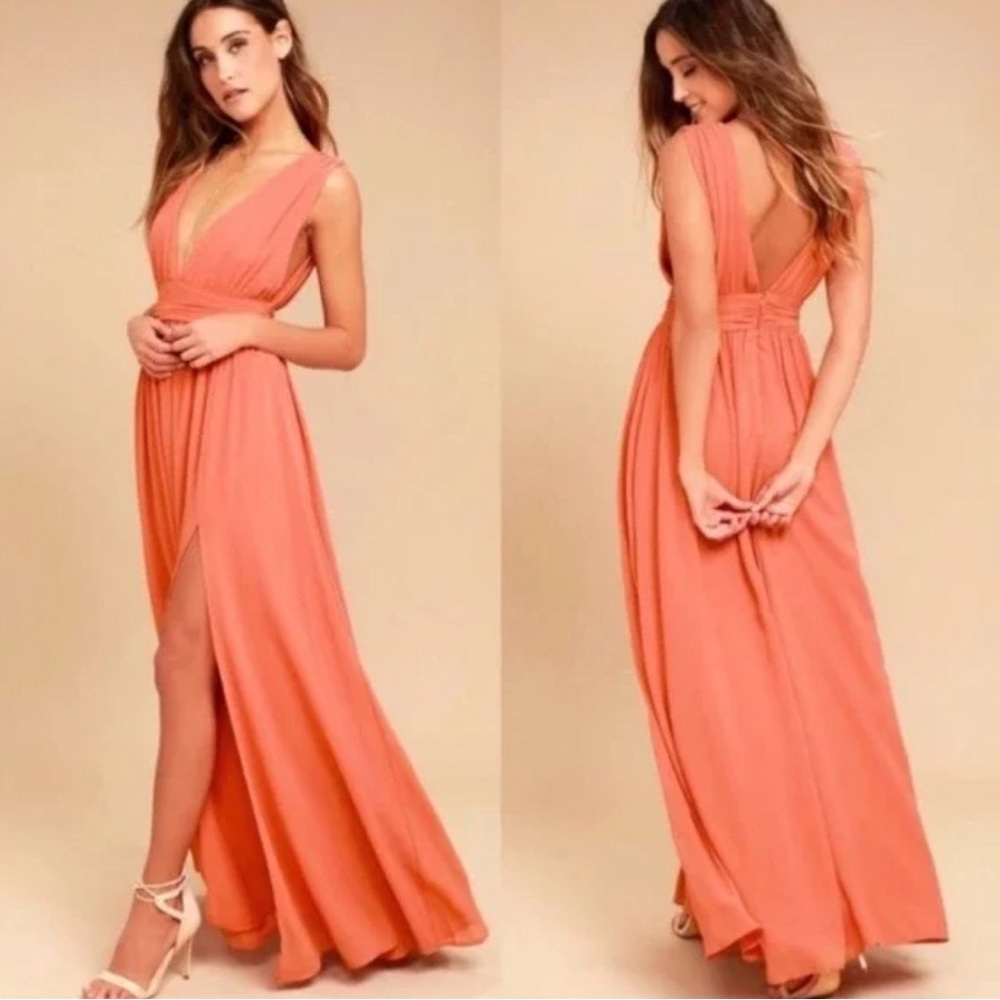 NWT Lulu’s Heavenly Hues Rusty Rose Maxi Dress